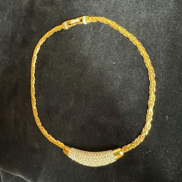 Vintage Swarovski Crystal Necklace choker gold tone - Picture 10 of 10